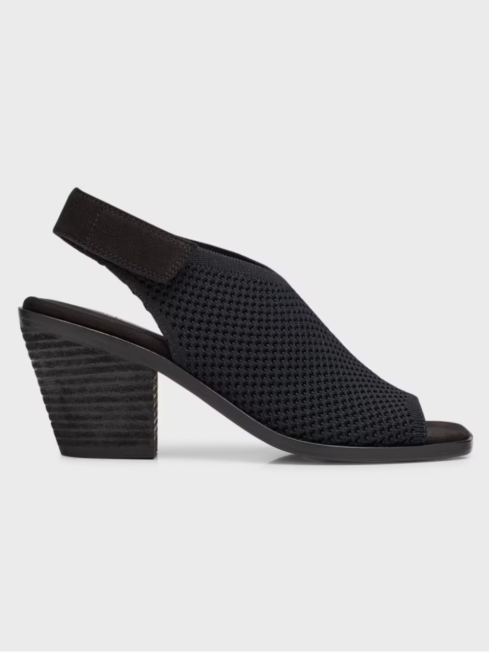 Eileen Fisher Black Open-Toe Knit Slingback Heel